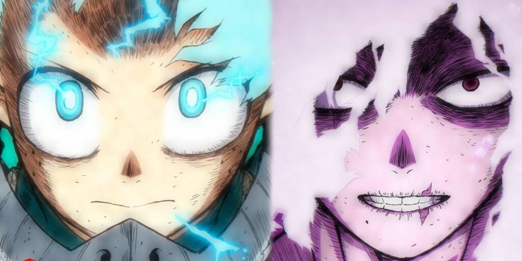 Luta final entre izuku midoriya e tomura shigaraki em boku no hero academia